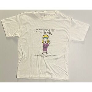 VTG 90s Single Stitch Granny Hallmark Shoebox Greeting Funny Exercise T-Shirt L